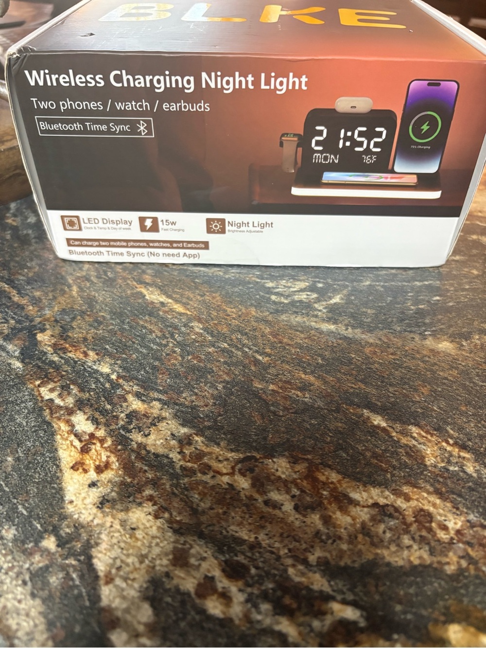 Wireless Charging Night Light Dock - Black